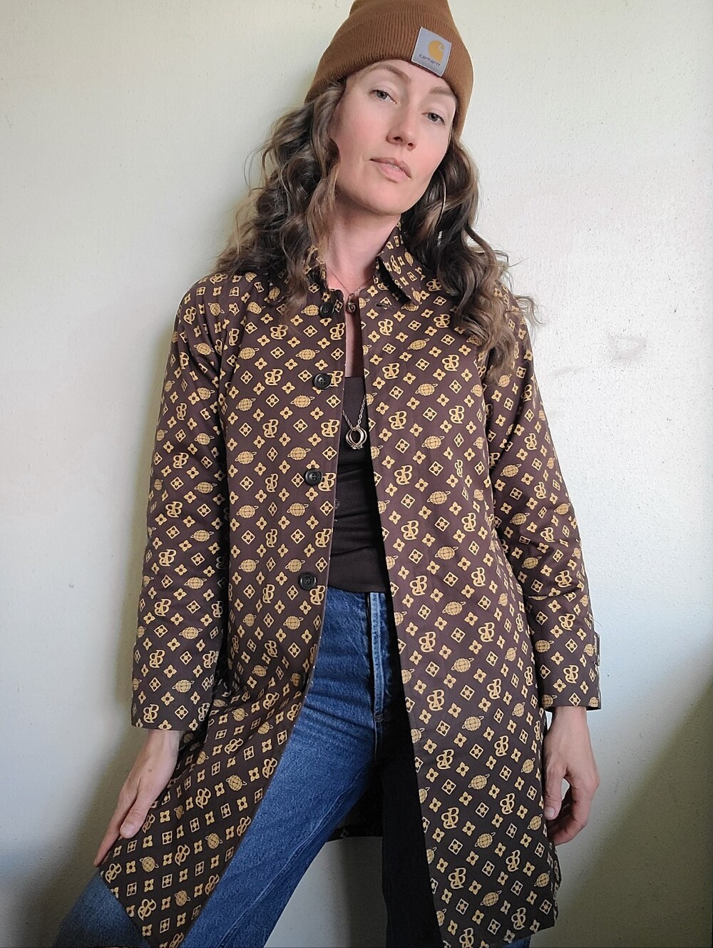 BEAMS BOY Vintage Late 90s Y2K Era Signature Monogram Jacket Coat Womens Small